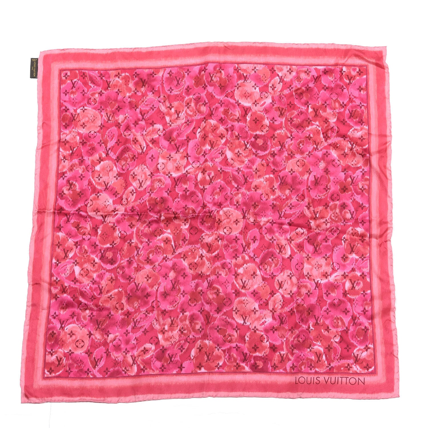 Louis Vuitton Silk Monogram Ikat Summer Square Scarf Rose Indien 1 of 4