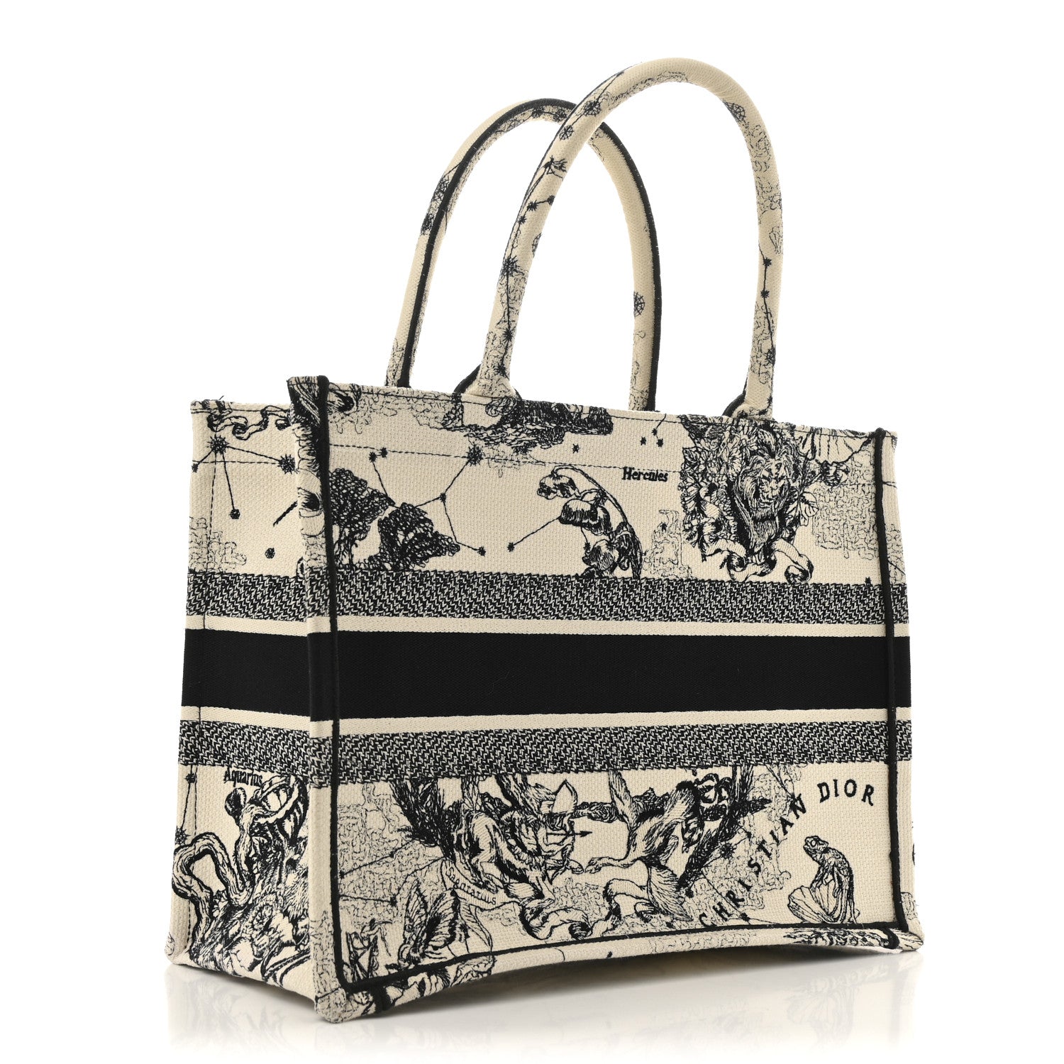 Christian Dior Canvas Zodiac Toile De Jouy Embroidered Medium Book Tote Latte 2 of 13