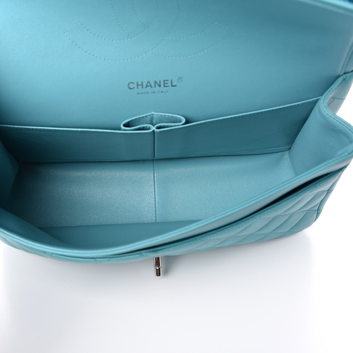 Chanel Lambskin Quilted Jumbo Double Flap Turquoise 5 of 16