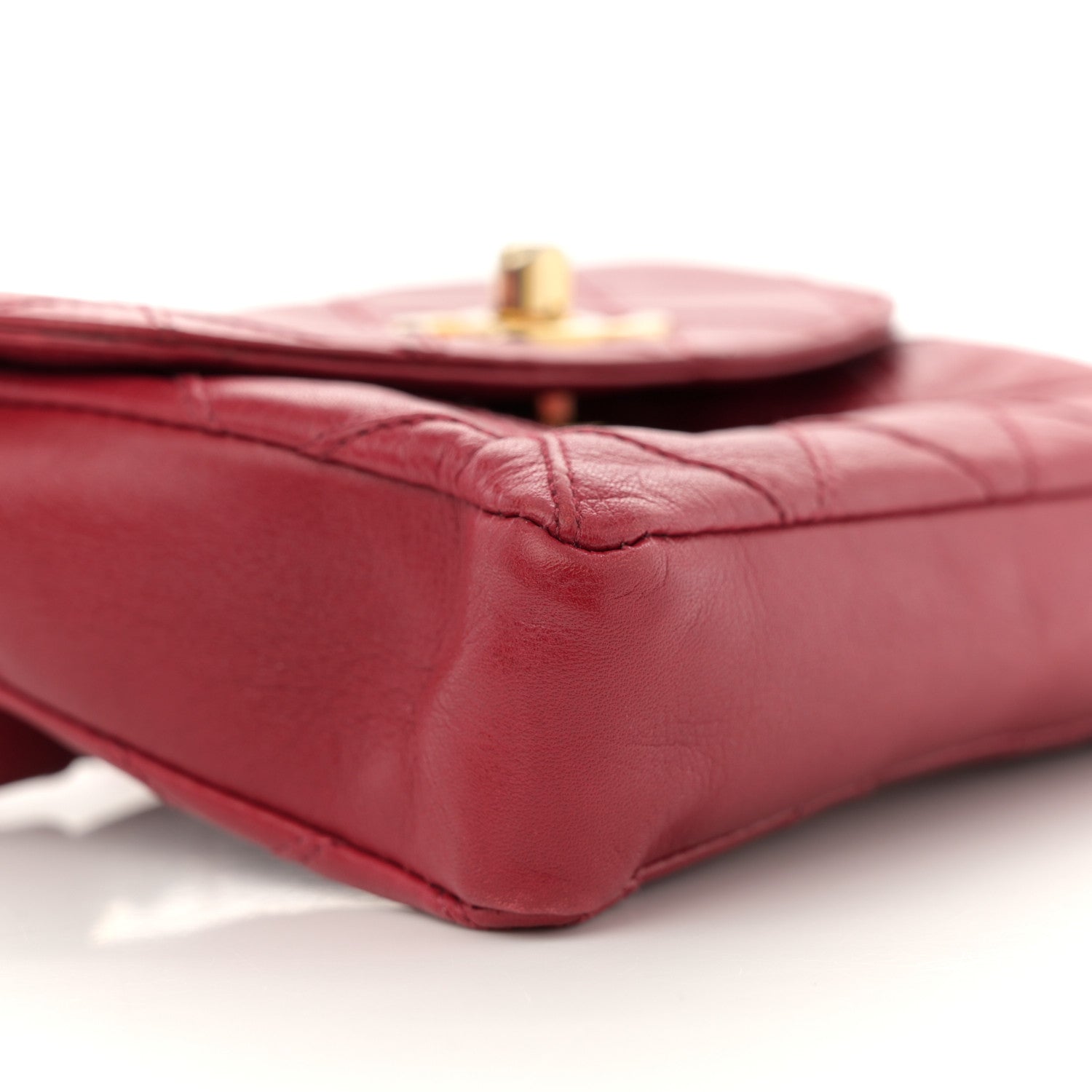 Chanel Lambskin Diamond Stitched Waist Chain Belt Flap Bag 70 28 Red 8 of 14