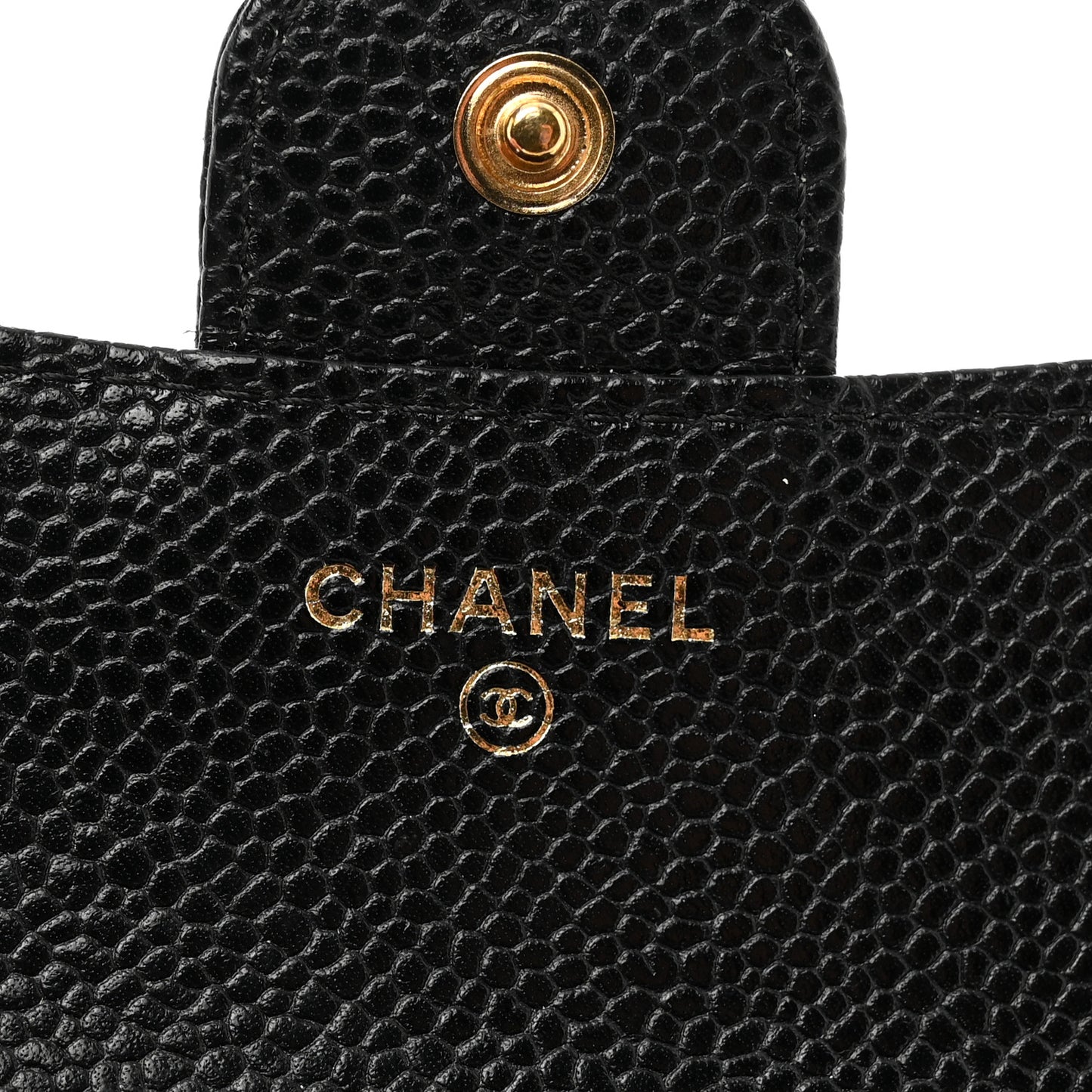 Caviar Quilted Compact Flap Wallet Black
