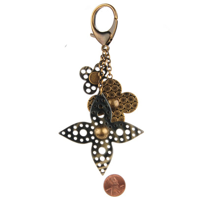Louis Vuitton Antiqued Brass Resin Rock Flower Bag Charm 2 of 3