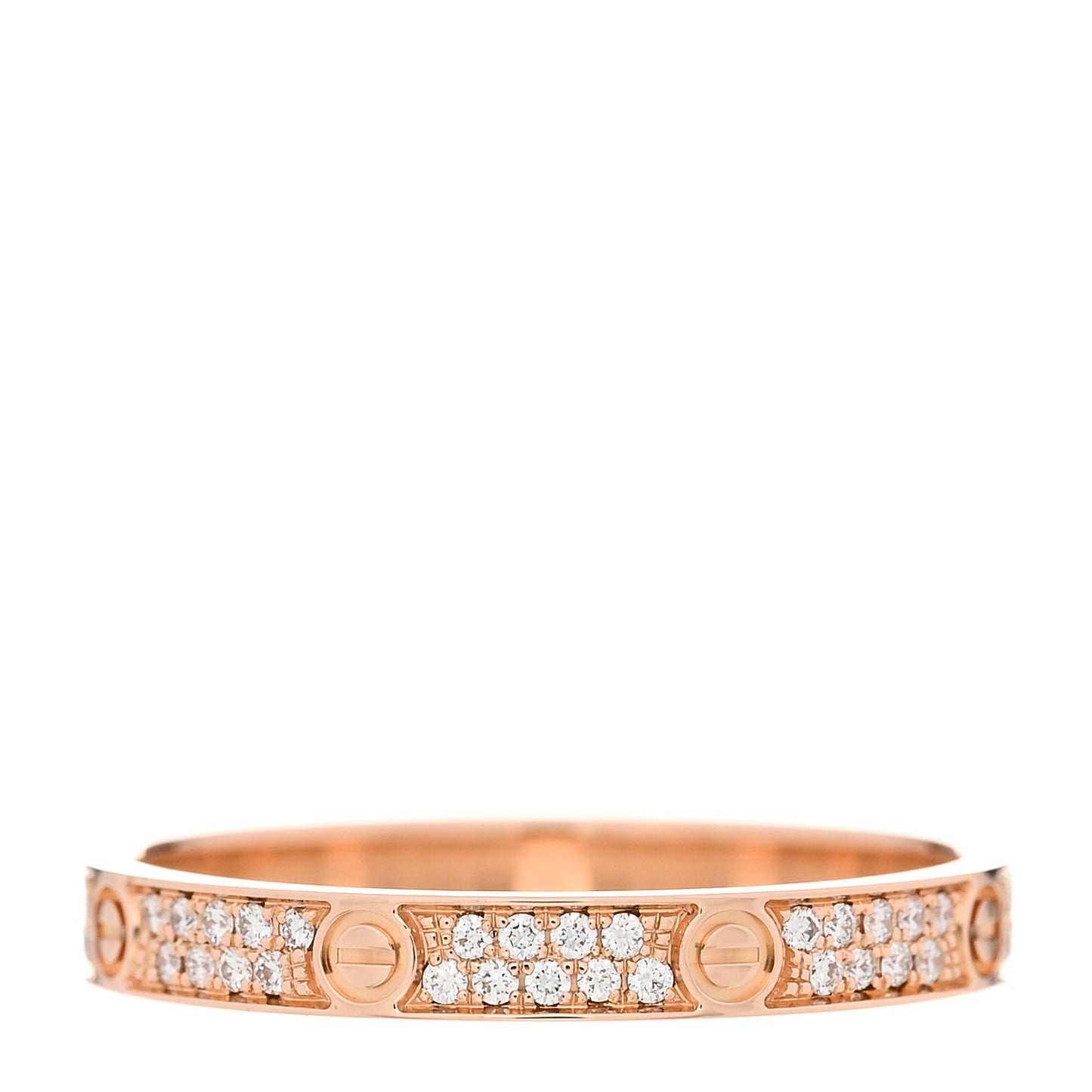 18K Pink Gold Diamond 2.6mm LOVE Paved Band Ring 54 6.75