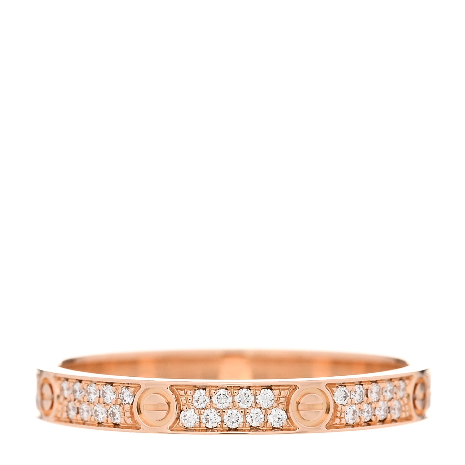 Cartier 18K Pink Gold Diamond 2.6mm LOVE Paved Band Ring 54 6.75 3 of 6