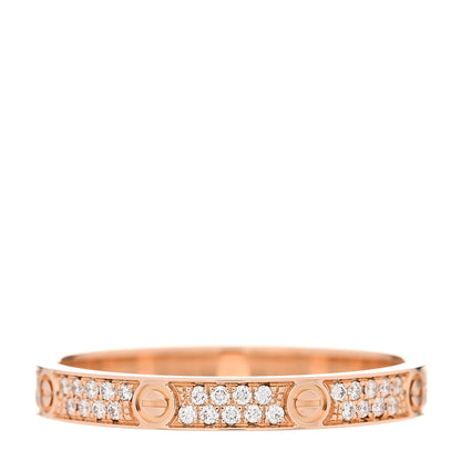 Cartier 18K Pink Gold Diamond 2.6mm LOVE Paved Band Ring 54 6.75 3 of 6