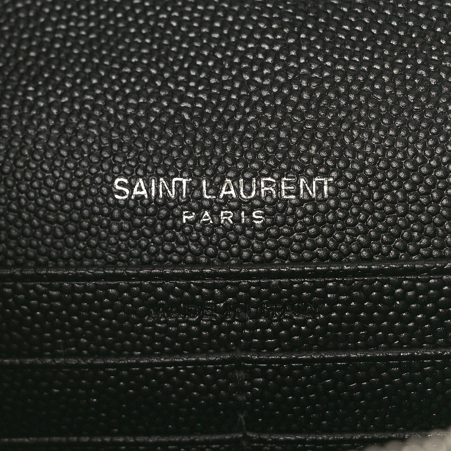 Saint Laurent Grain De Poudre Matelasse Chevron Monogram Envelope Chain Wallet Black 6 of 10