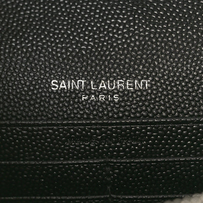 Saint Laurent Grain De Poudre Matelasse Chevron Monogram Envelope Chain Wallet Black 6 of 10