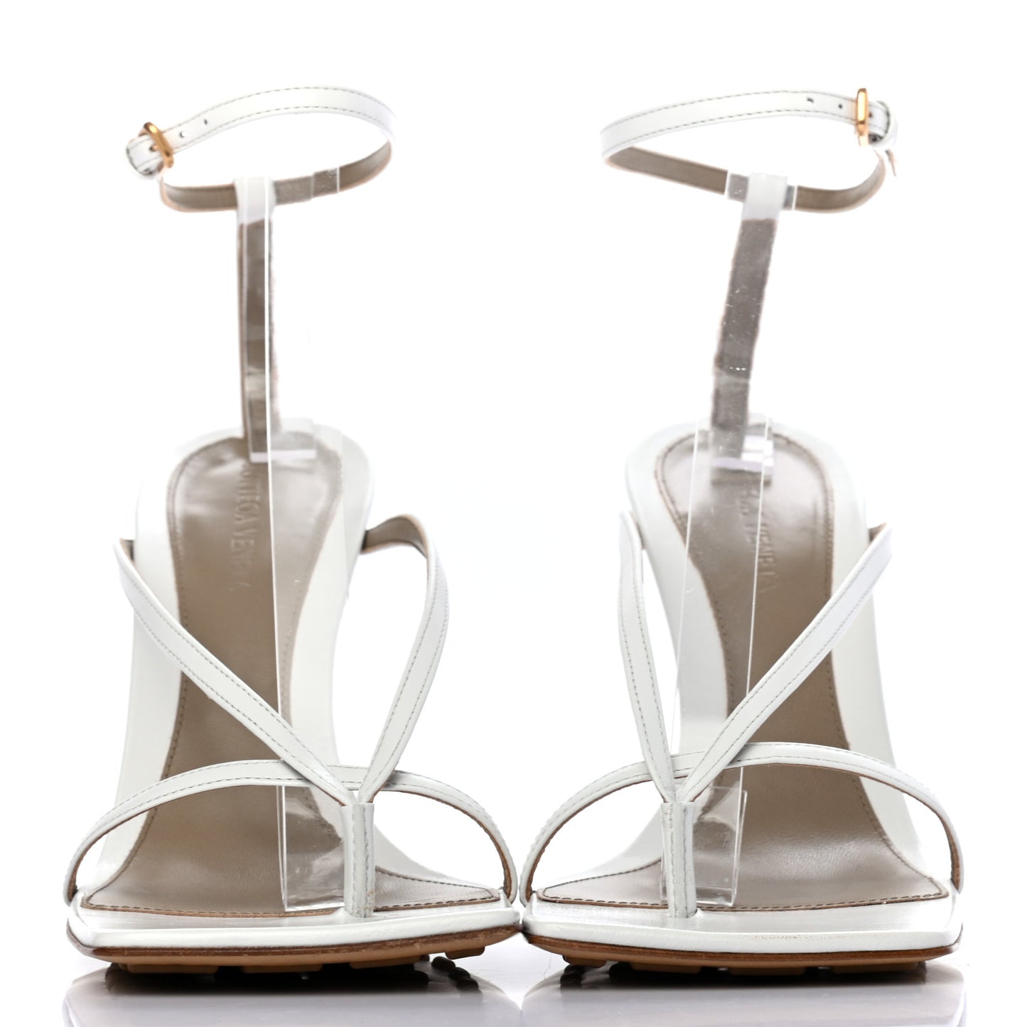 Lambskin Stretch Multi Strap 90mm Sandals 39.5 Optic White