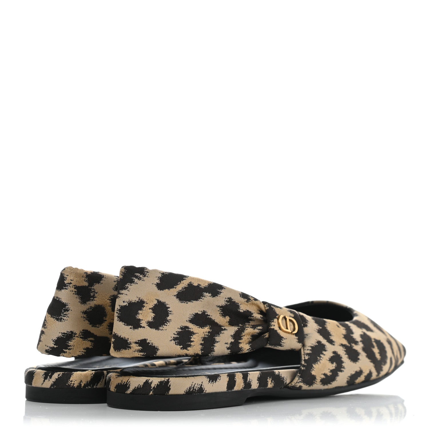 Christian Dior Nylon Leopard Print Mizza Slingback Flat 38.5 Beige Multicolor 4 of 7
