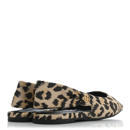Christian Dior Nylon Leopard Print Mizza Slingback Flat 38.5 Beige Multicolor 4 of 7