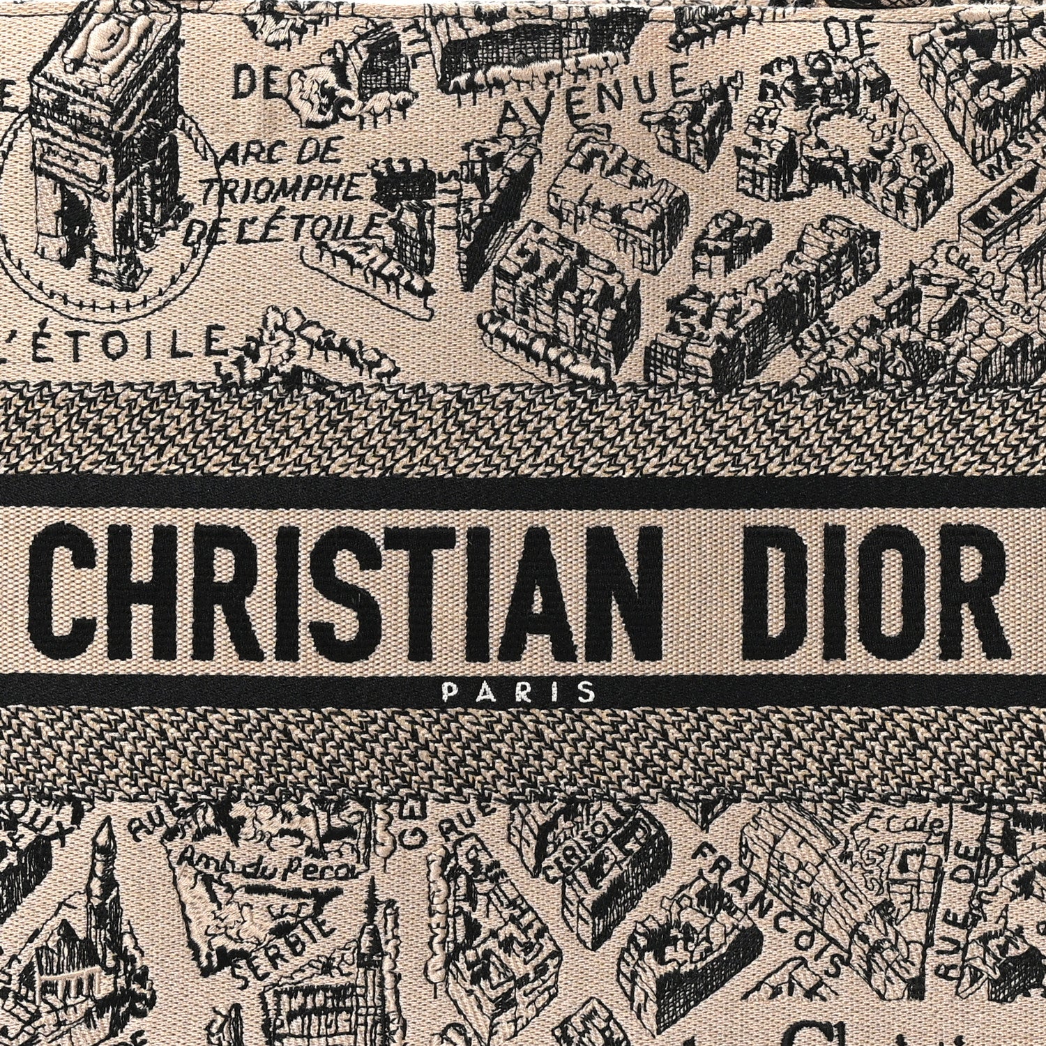 Christian Dior Canvas Embroidered Medium Plan De Paris Book Tote Beige Multi 8 of 11
