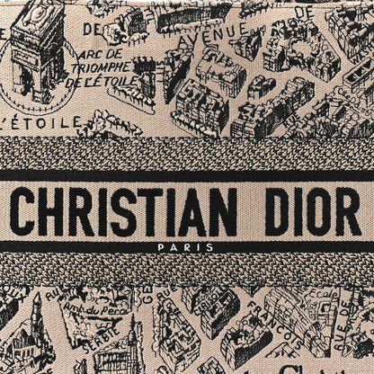Christian Dior Canvas Embroidered Medium Plan De Paris Book Tote Beige Multi 8 of 11