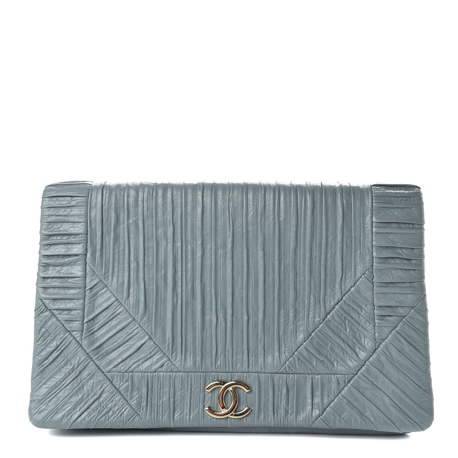 Chanel Crumpled Calfskin Coco Pleats Clutch Light Blue 1 of 9