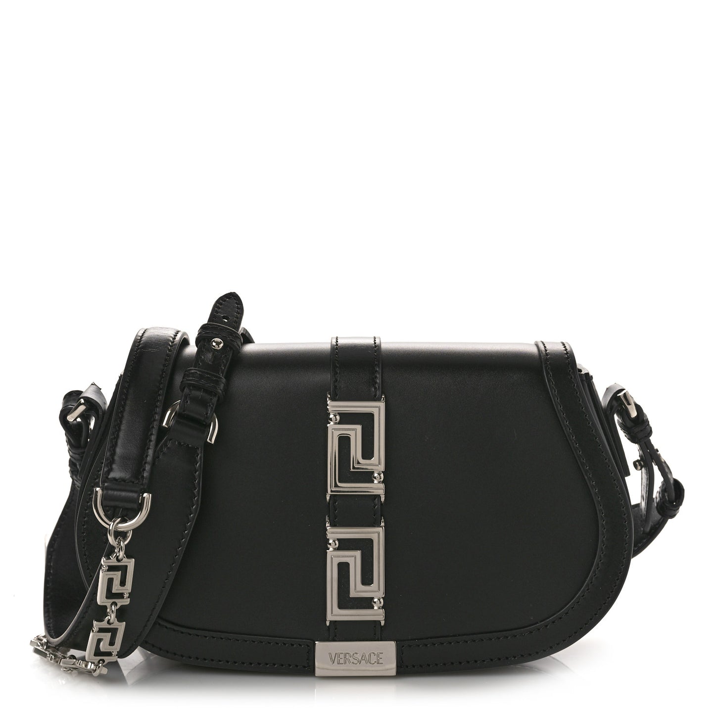 Calfskin Medium Greca Goddess Shoulder Bag Black
