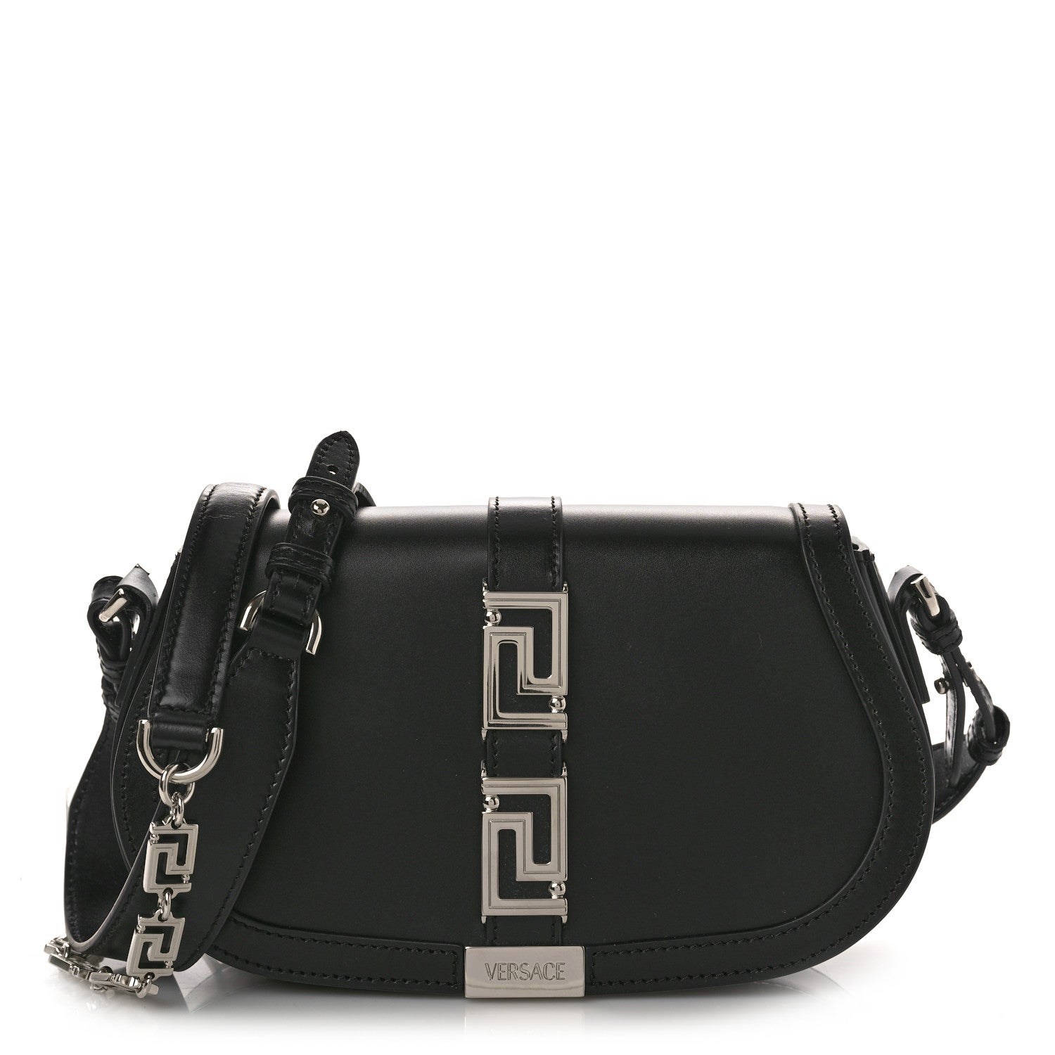 Versace Calfskin Medium Greca Goddess Shoulder Bag Black 1 of 9