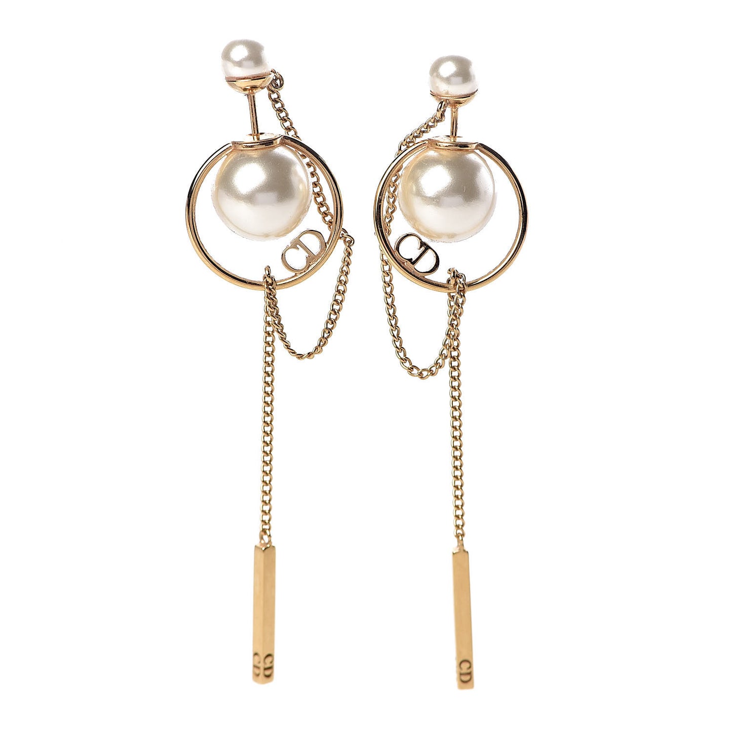 Pearl Tribales Dangle Chain Earrings Gold
