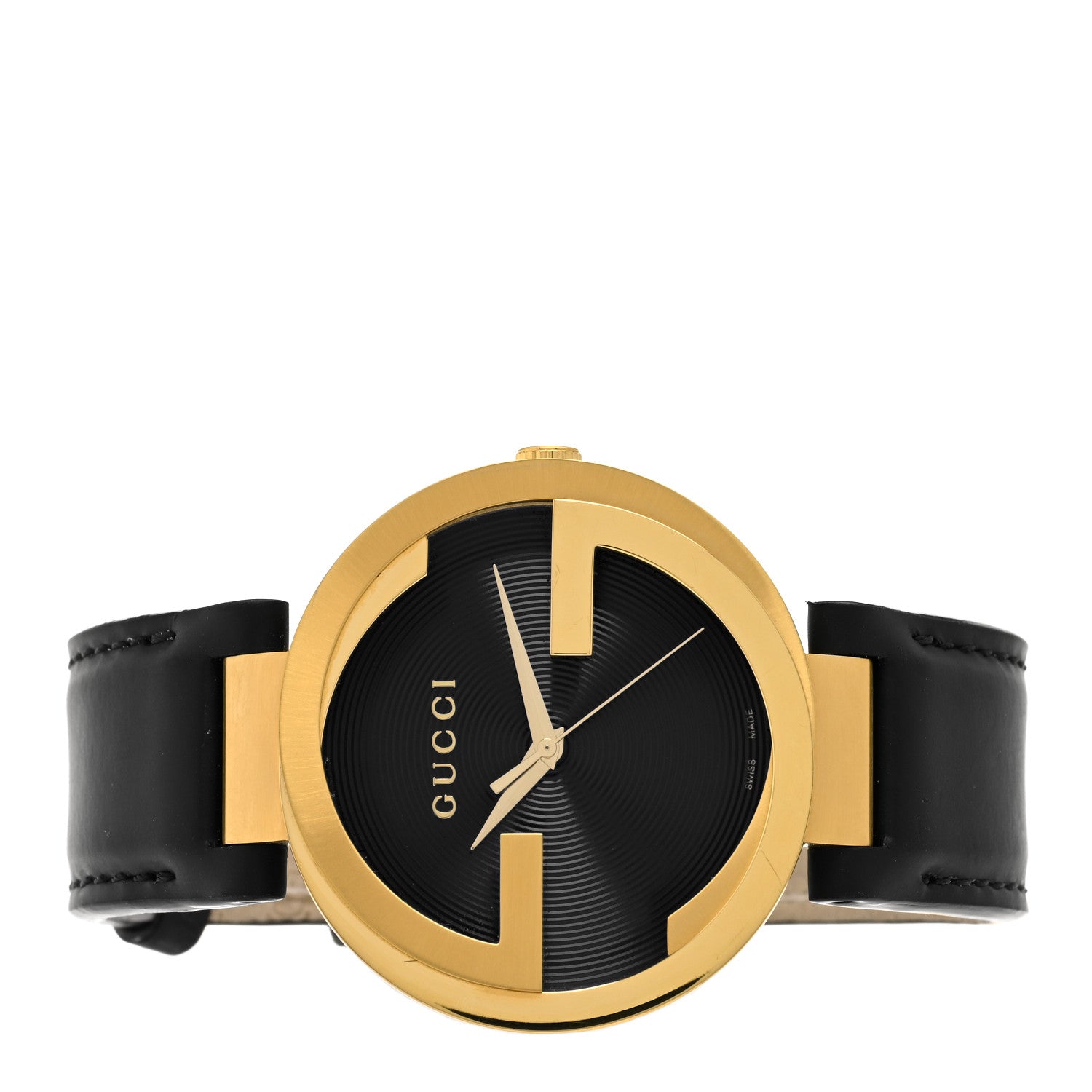 Gucci Stainless Steel Calfskin 42mm Interlocking G Quartz Watch Black 2 of 5