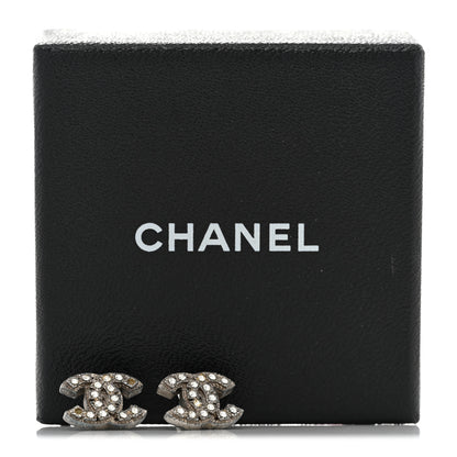 Chanel Crystal Timeless CC Earrings Silver 6 of 6