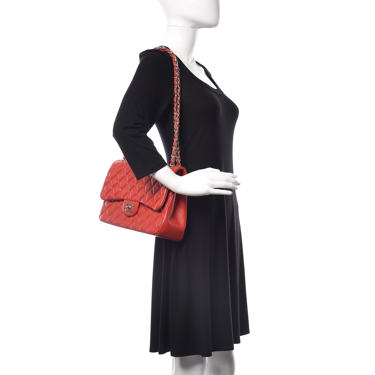Chanel Lambskin Quilted Jumbo Double Flap Red 2 of 14