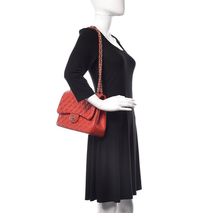 Chanel Lambskin Quilted Jumbo Double Flap Red 2 of 14