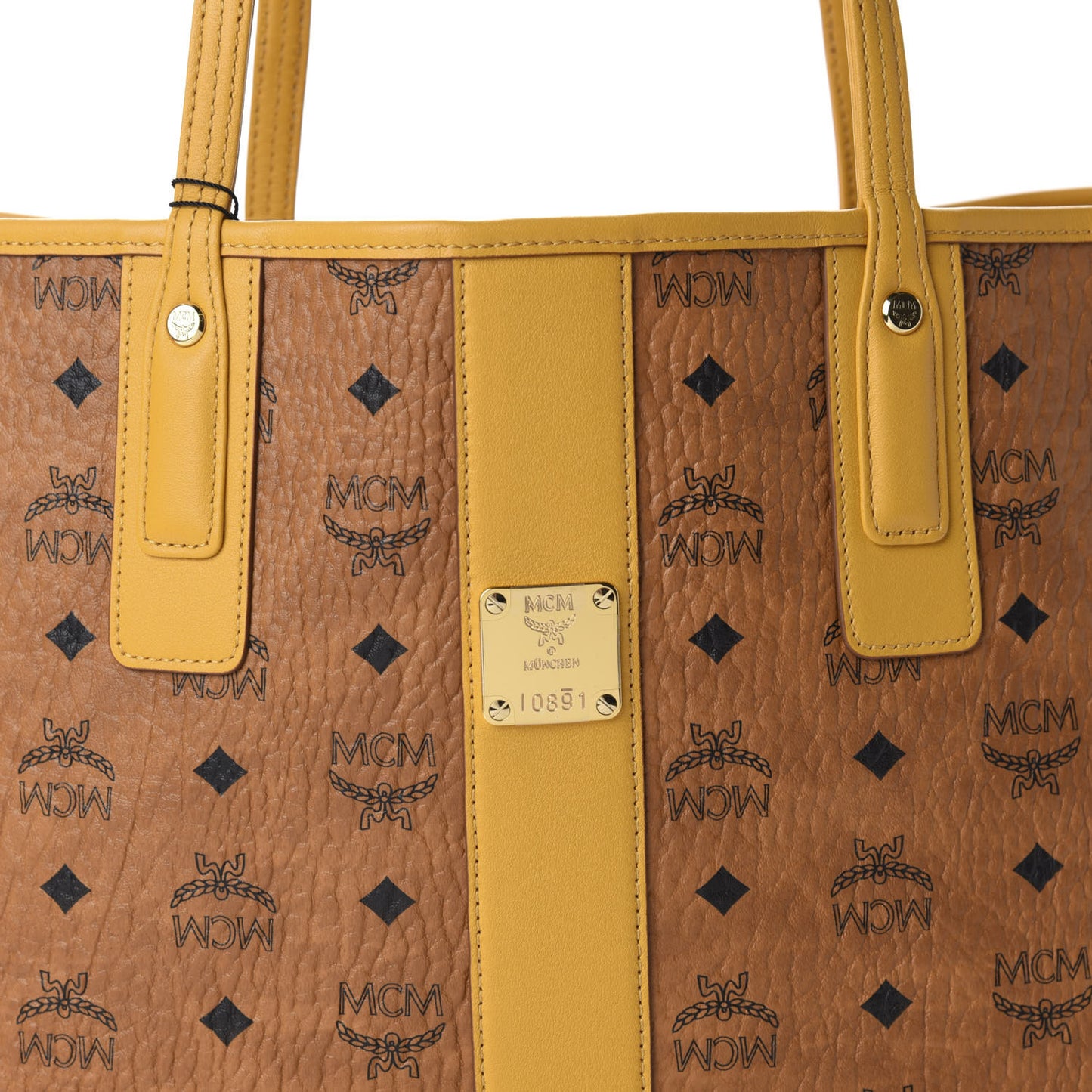 Visetos Medium Liz Reversible Shopper Tote Cognac Yellow