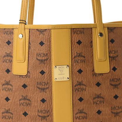 MCM Visetos Medium Liz Reversible Shopper Tote Cognac Yellow 8 of 15
