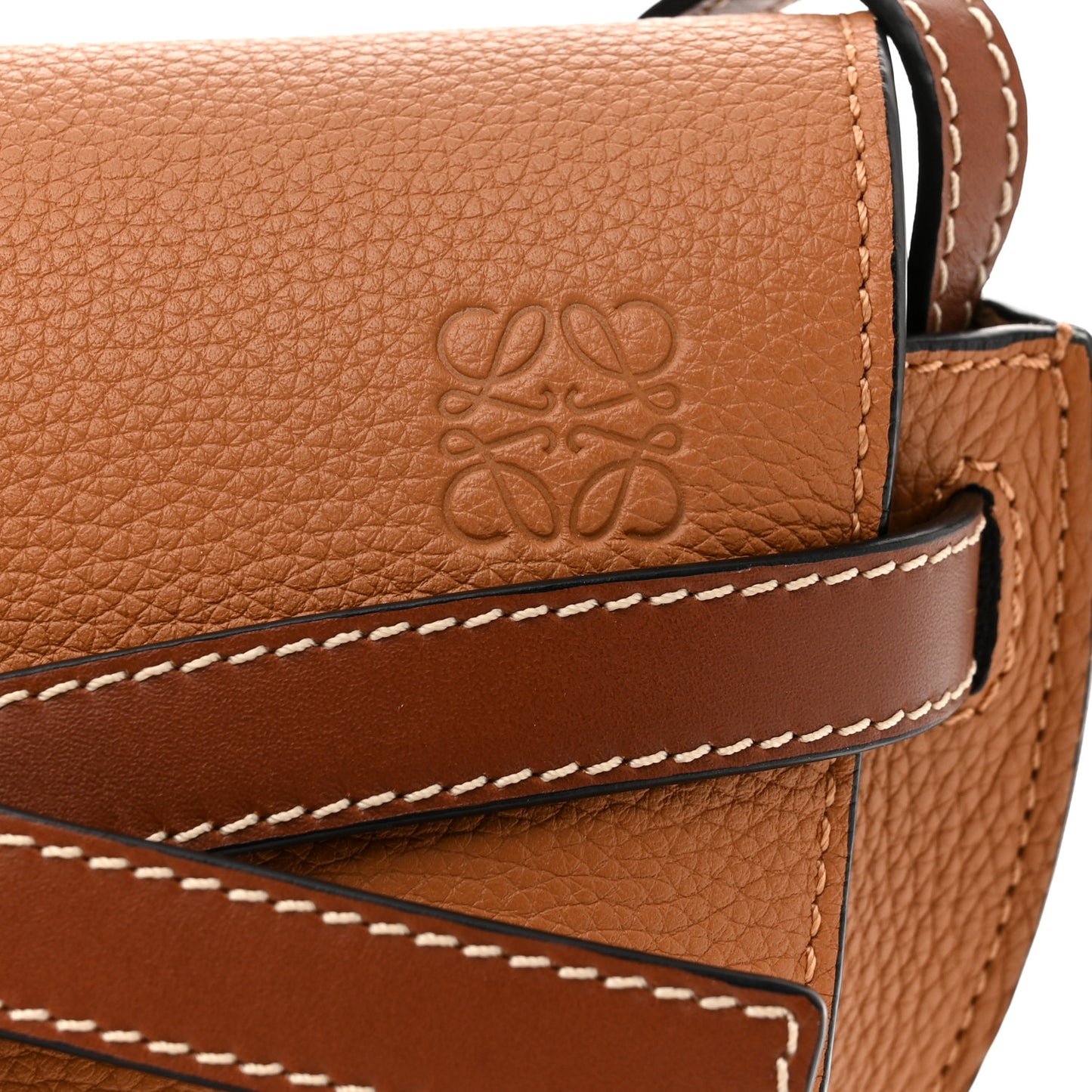 Grained Calfskin Mini Gate Crossbody Bag Caramel Pecan