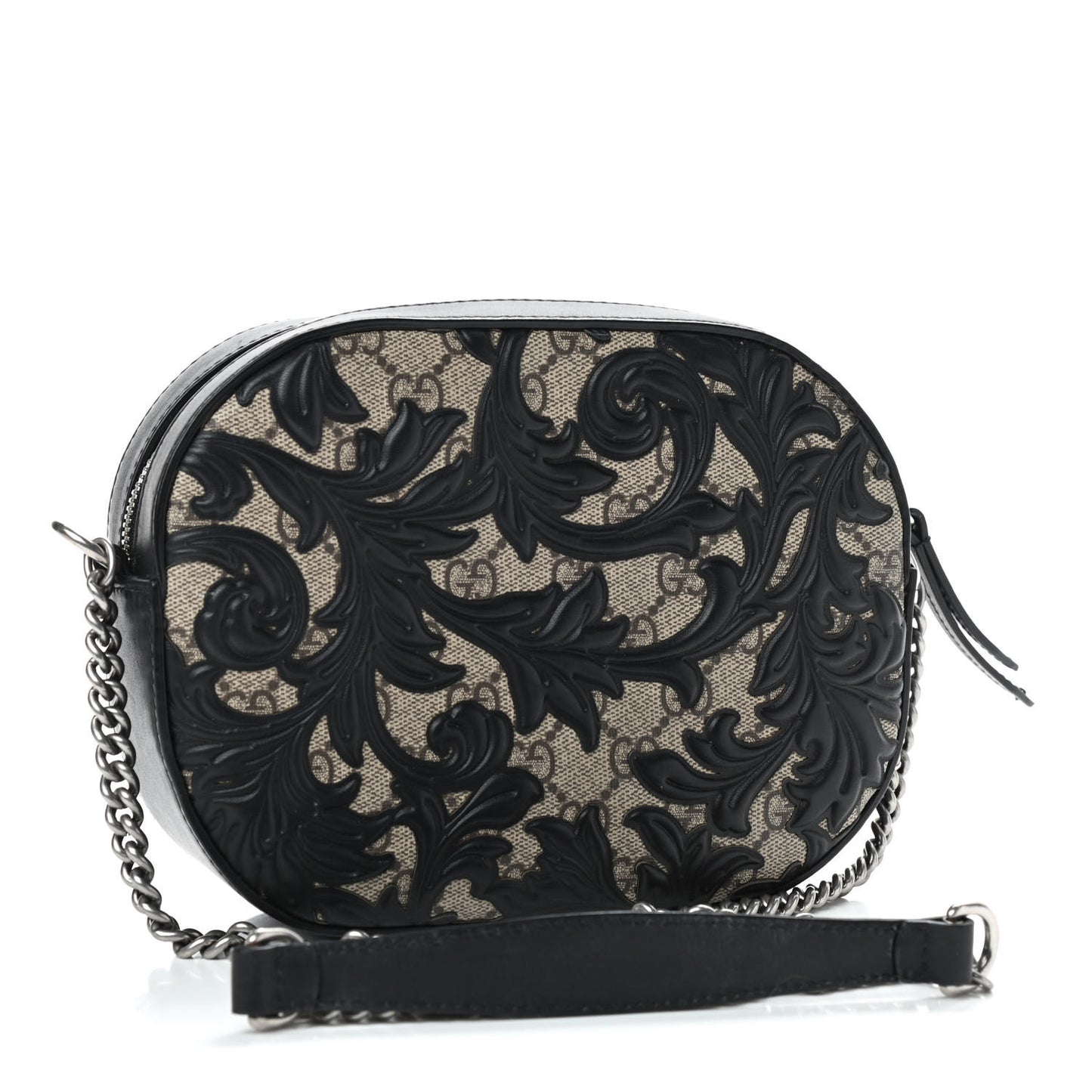GG Supreme Monogram Arabesque Mini Chain Shoulder Bag Beige Black