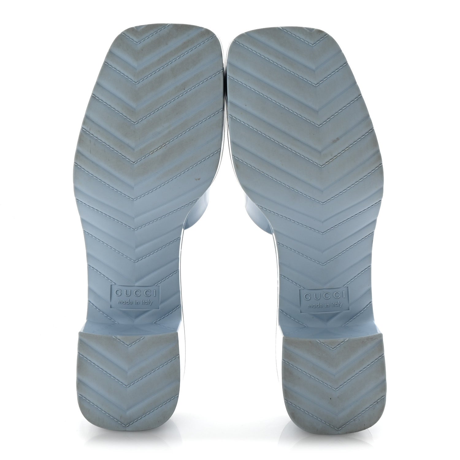 Gucci Rubber Gucci Logo Womens Platform 20/60mm Slide Sandals 36 Porcelain Light Blue 6 of 9