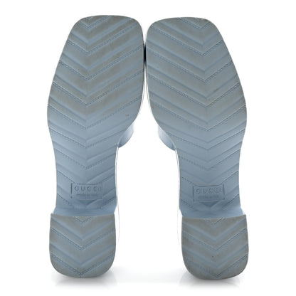 Gucci Rubber Gucci Logo Womens Platform 20/60mm Slide Sandals 36 Porcelain Light Blue 6 of 9