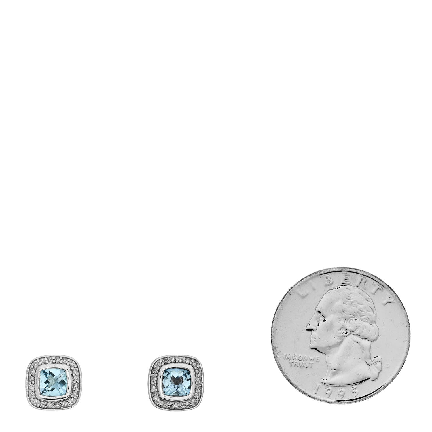 David Yurman Sterling Silver Diamond Blue Topaz 7mm Petite Albion Earrings 2 of 4