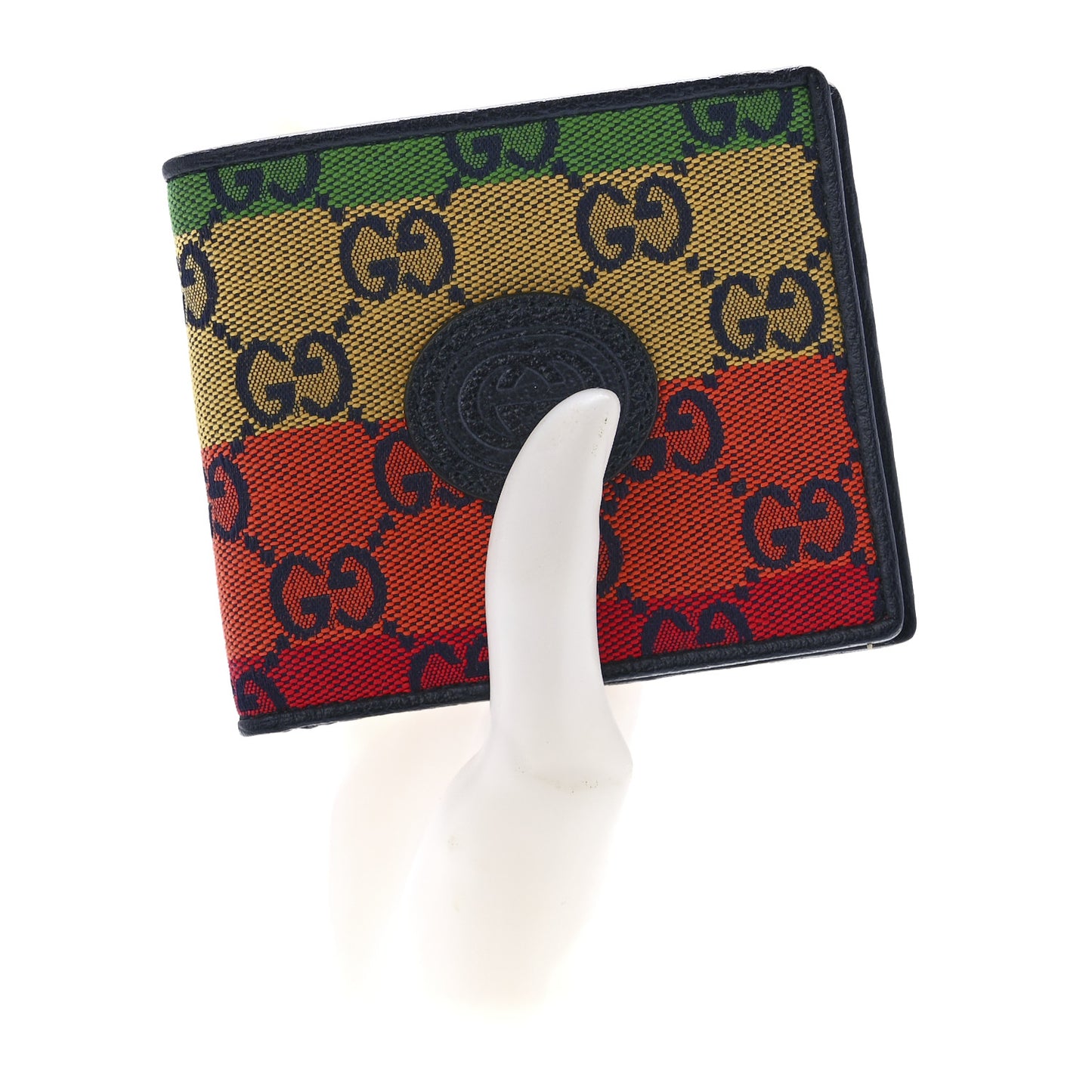 Monogram Multicolor Textured Calfskin Retro Interlocking G Bi-Fold Wallet Blue Rainbow