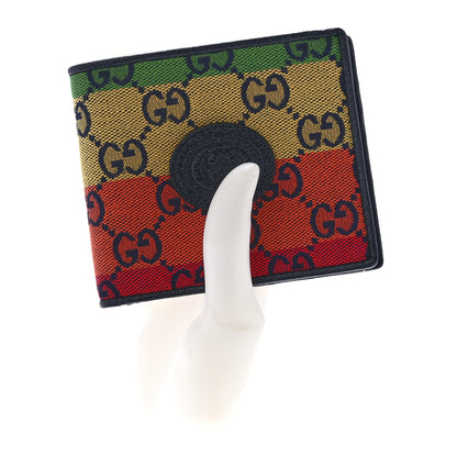 Gucci Monogram Multicolor Textured Calfskin Retro Interlocking G Bi-Fold Wallet Blue Rainbow 2 of 12