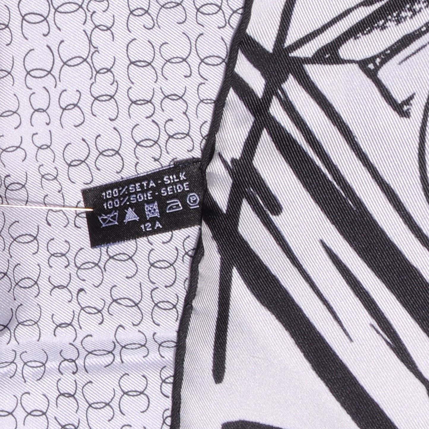 Silk Scarf CC Logo White Black