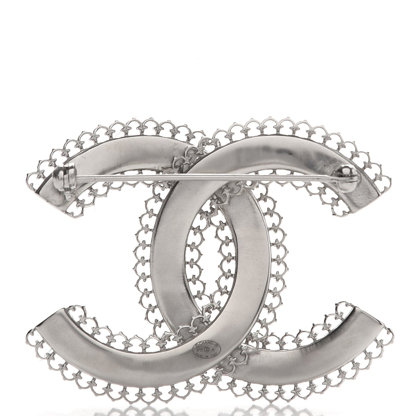 Large Scalloped CC Brooch Silver