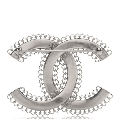 Chanel Large Scalloped CC Brooch Silver 3 of 5