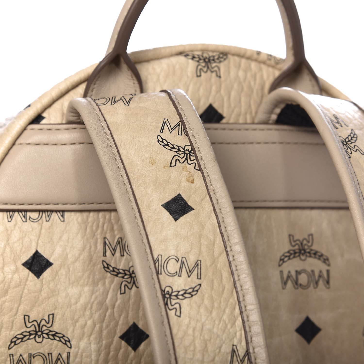 MCM Visetos Small Side Stud Stark Backpack Beige 9 of 10