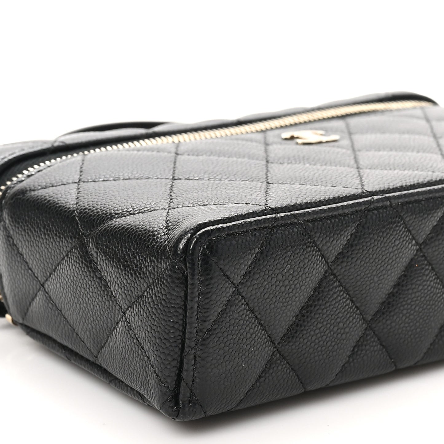 Caviar Quilted Top Handle Slim Vanity With Chain Black