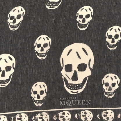 Alexander McQueen Silk Chiffon Skull Scarf Black Ivory 2 of 3