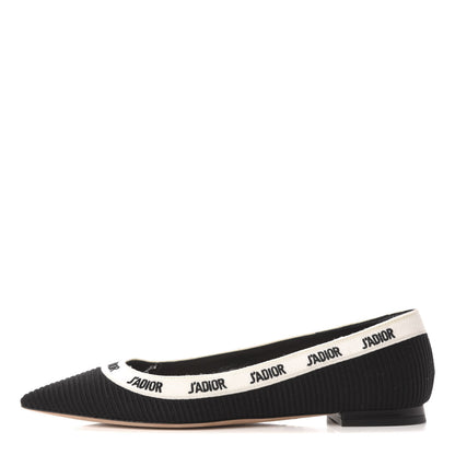 Christian Dior Fabric Ribbon Embroidered J'Adior Ballet Flats 36.5 Black 1 of 9