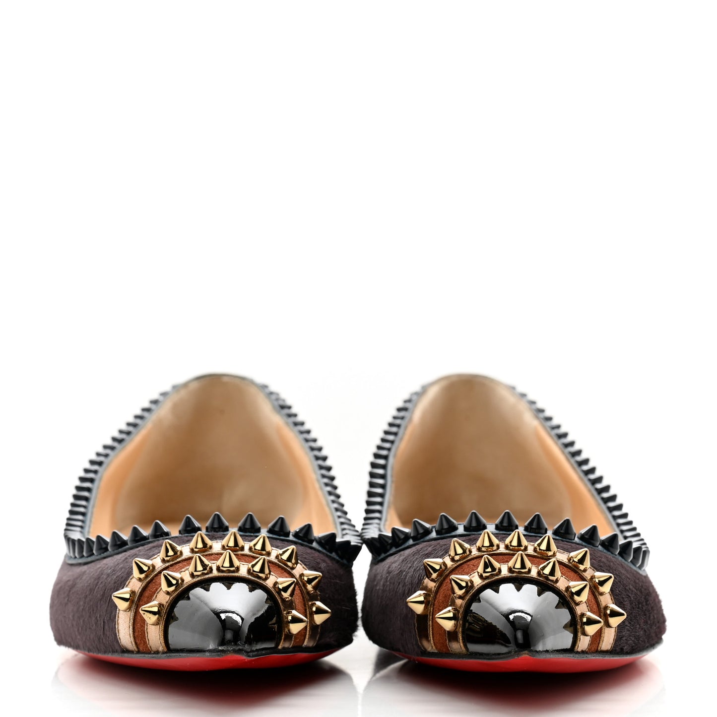 Calf Hair Patent Veau Velours Spiked Malabar Hill Flats 40 Black