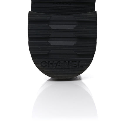 Chanel Shiny Calfskin Quilted Lace Up Combat Boots 38.5 Black 6 of 8