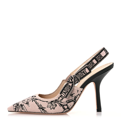 Christian Dior Canvas Embroidered Jardin Botanique J'Adoir Slingback 100mm Pumps 40 Black Nude 1 of 10