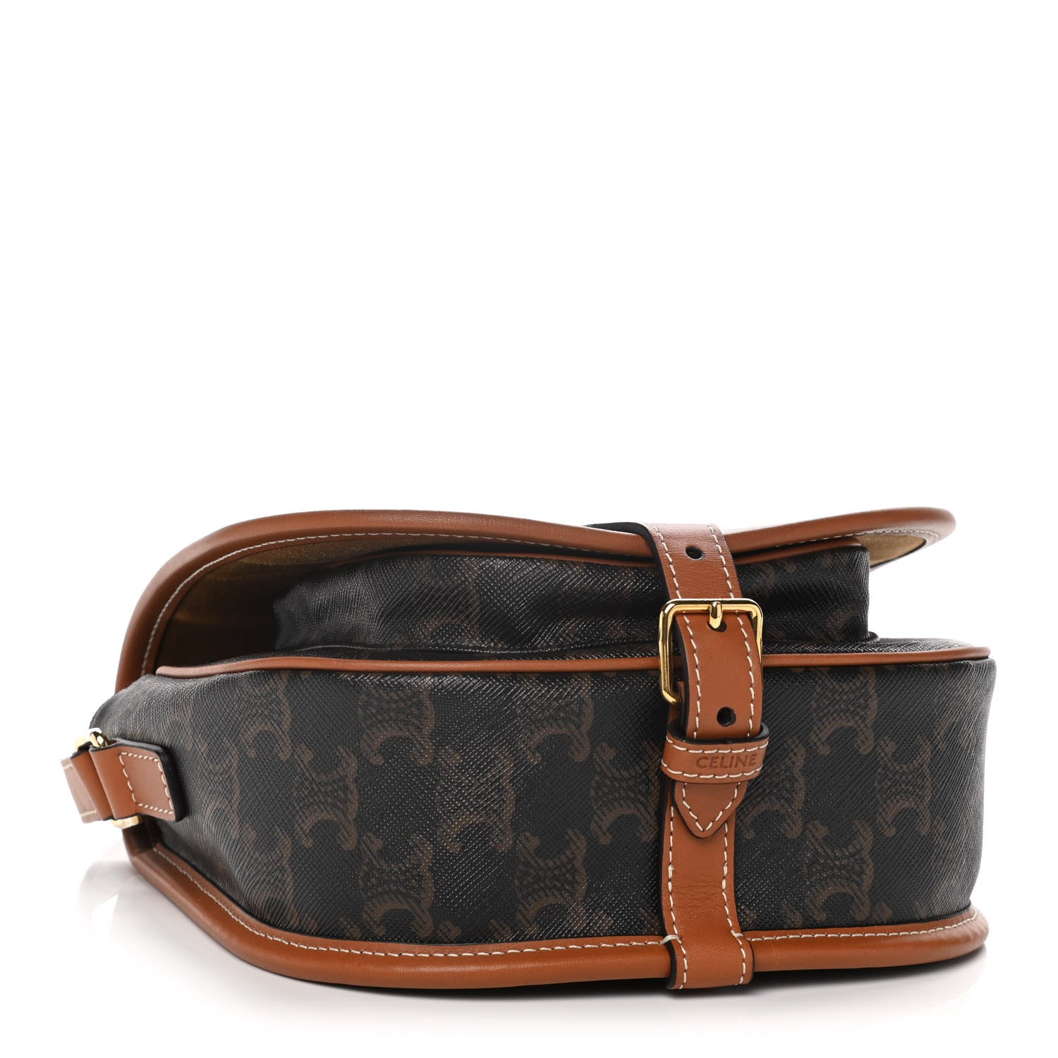 Celine Triomphe Canvas Medium Folco Bag Tan 4 of 12