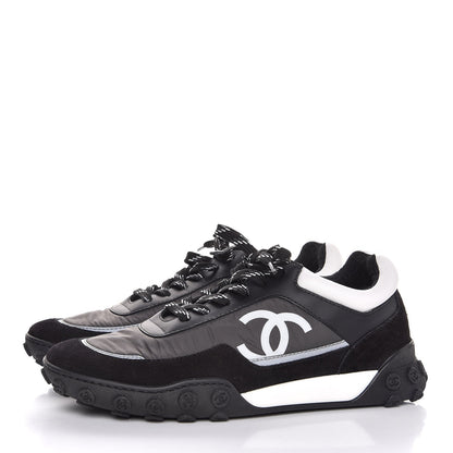 Chanel Nylon Calfskin CC Sneakers 38 Black Grey White 3 of 9