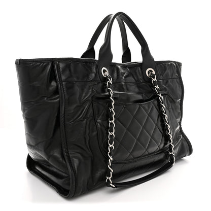 Chanel Glazed Calfskin Medium Deauville Tote Black 3 of 12