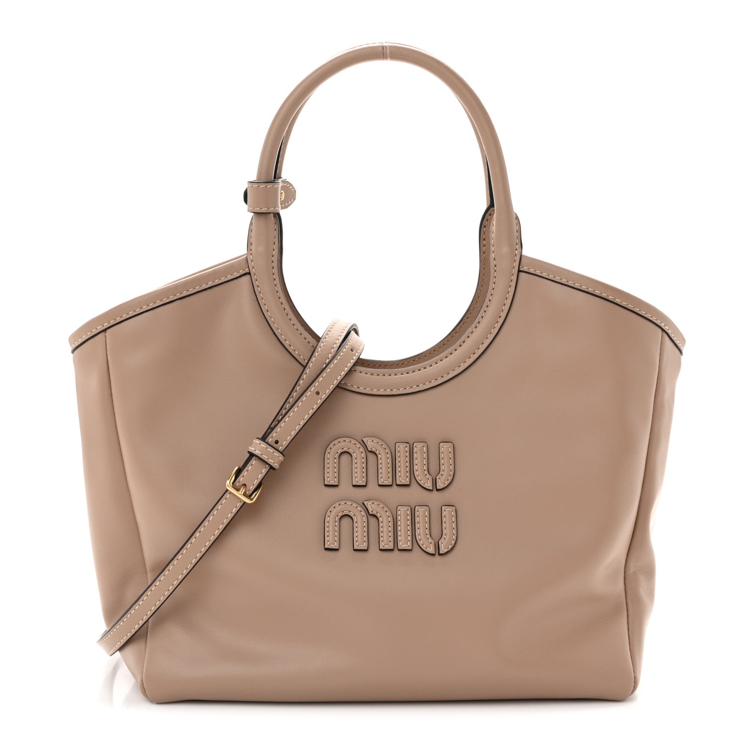 Miu Miu Soft Calf Softy Small Ivy Tote Bag Beige 1 of 9