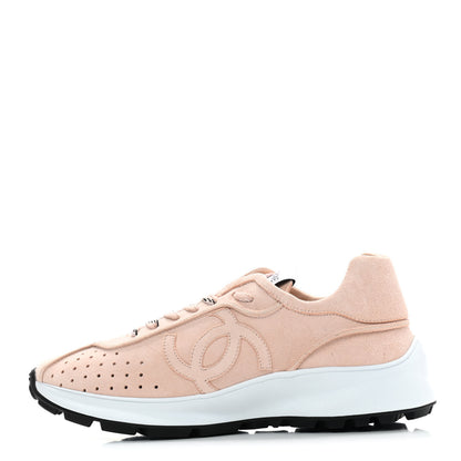Chanel Suede Goatskin CC Sneakers 38 Light Pink 1 of 7