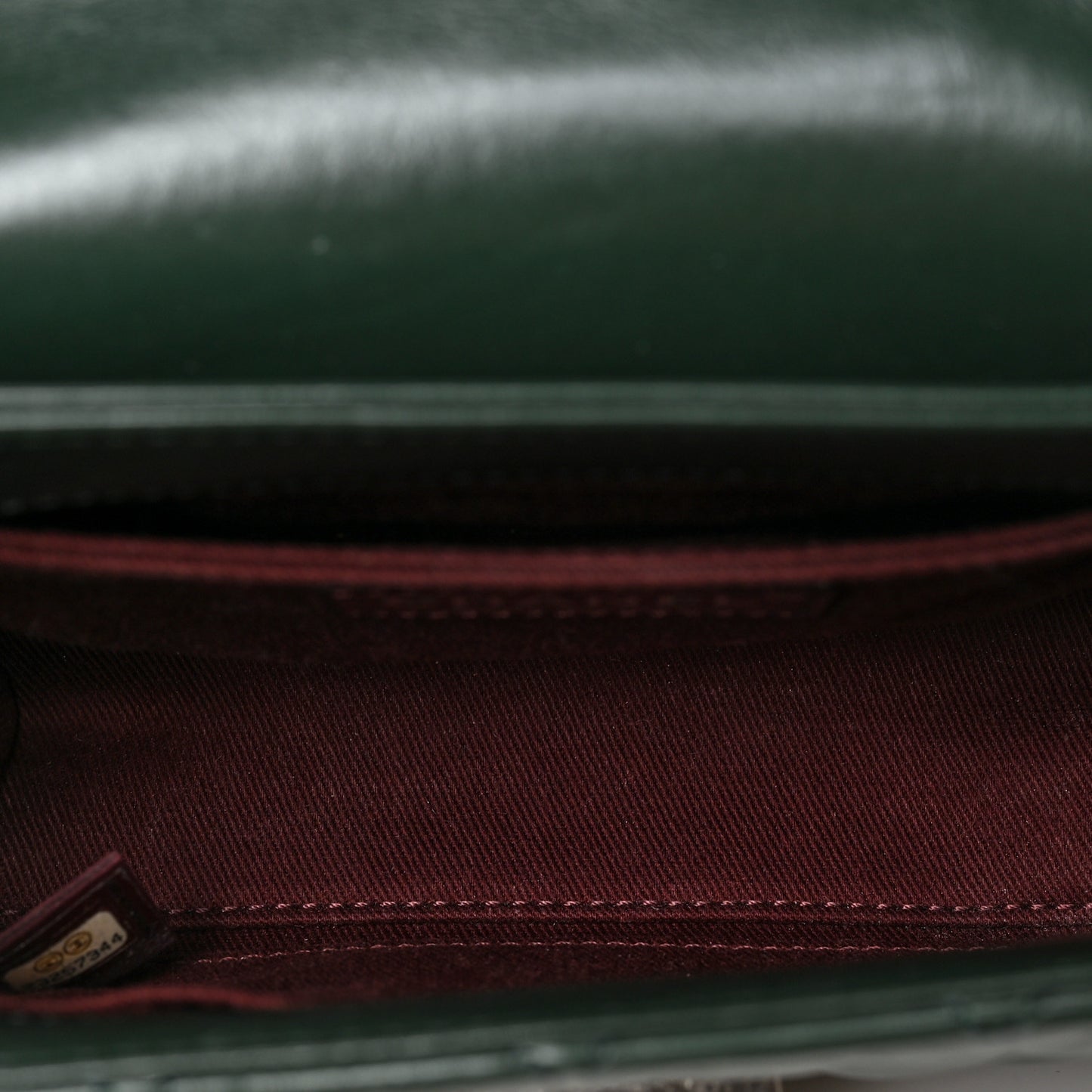Shiny Calfskin Quilted Mad About Quilting Mini Flap Dark Green
