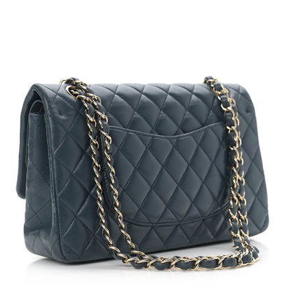 Chanel Lambskin Quilted Medium Double Flap Dark Blue 2 of 16